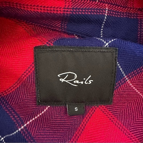 Rails Haley Flannel Plaid in Ruby and Navy Check Button Up Shirt Dress - Picture 10 of 14